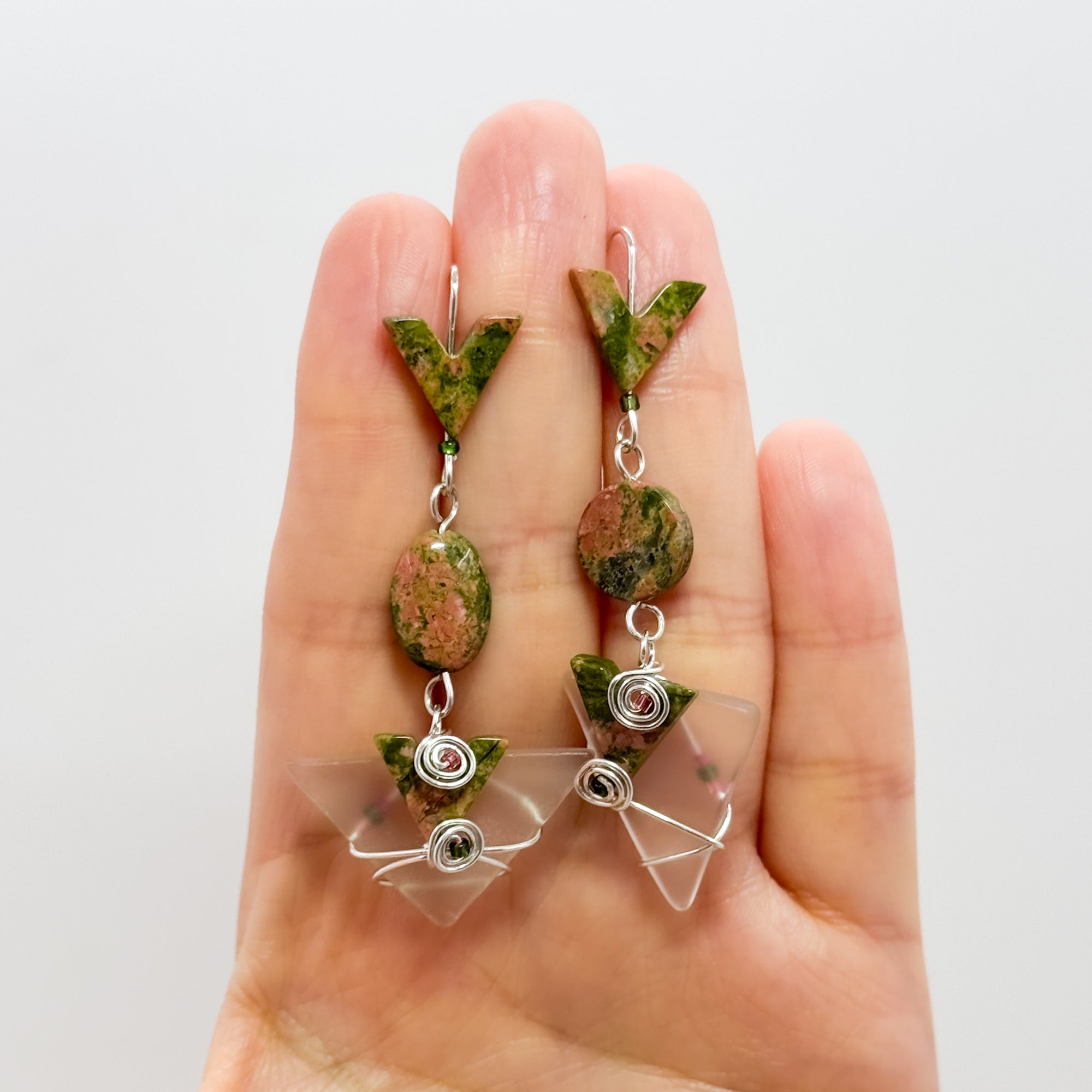 Amy Triangle with unakite earrings