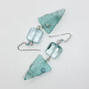 Aquamarine triangle with stones earrings