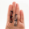 Steel + 925 foil double open rectangle earrings