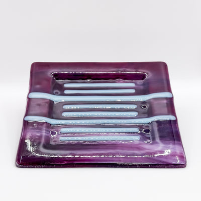 Fuchsia Swirl with Robin's Egg stripes square tray