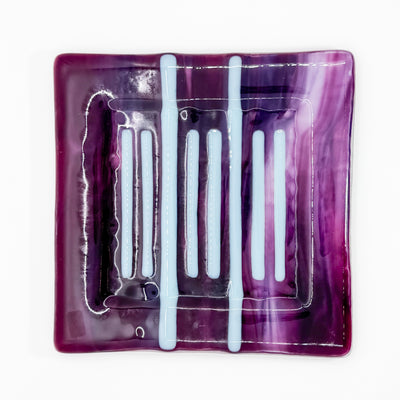 Fuchsia Swirl with Robin's Egg stripes square tray