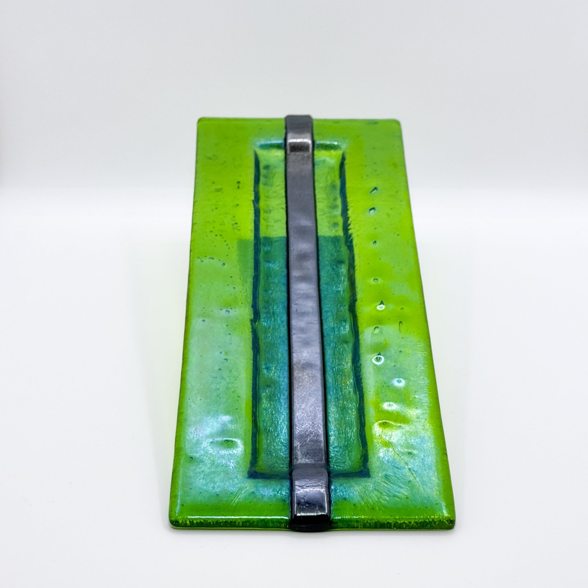 Chartreuse with Black Stripe Glass Tray