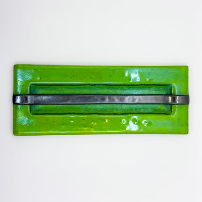 Chartreuse with Black Stripe Glass Tray