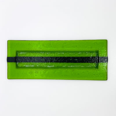 Chartreuse with Black Stripe Glass Tray
