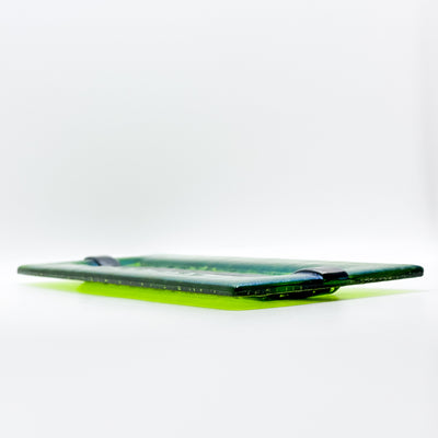 Chartreuse with Black Stripe Glass Tray