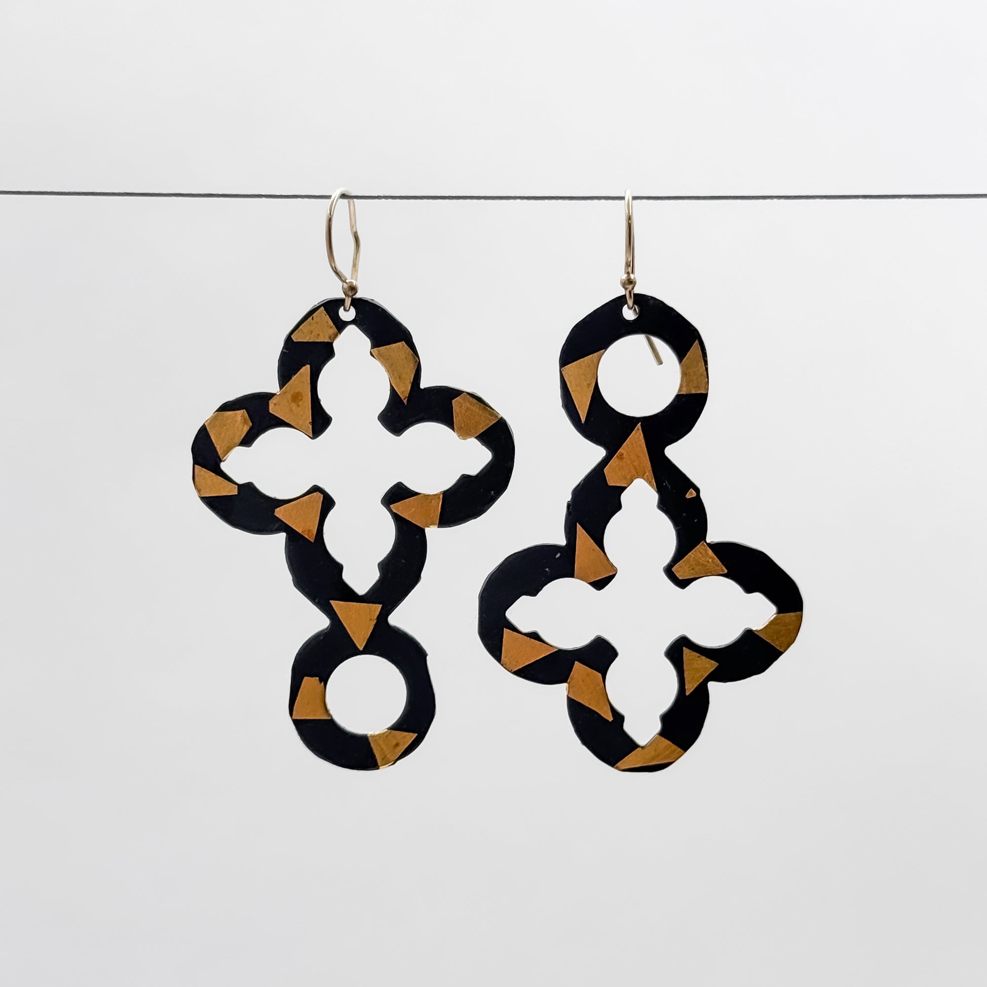 Steel+ 24k foil expanded clover earrings