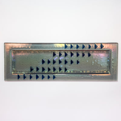 Grey with Teal Triangle Pattern Glass Tray