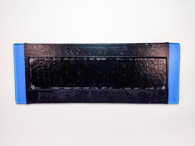 Black/Silver with Turquoise Edges Glass Tray