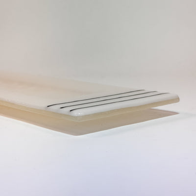 White with black stripes rectangle tray