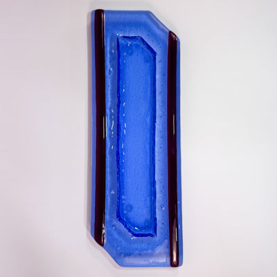 light blue tray with red stripes