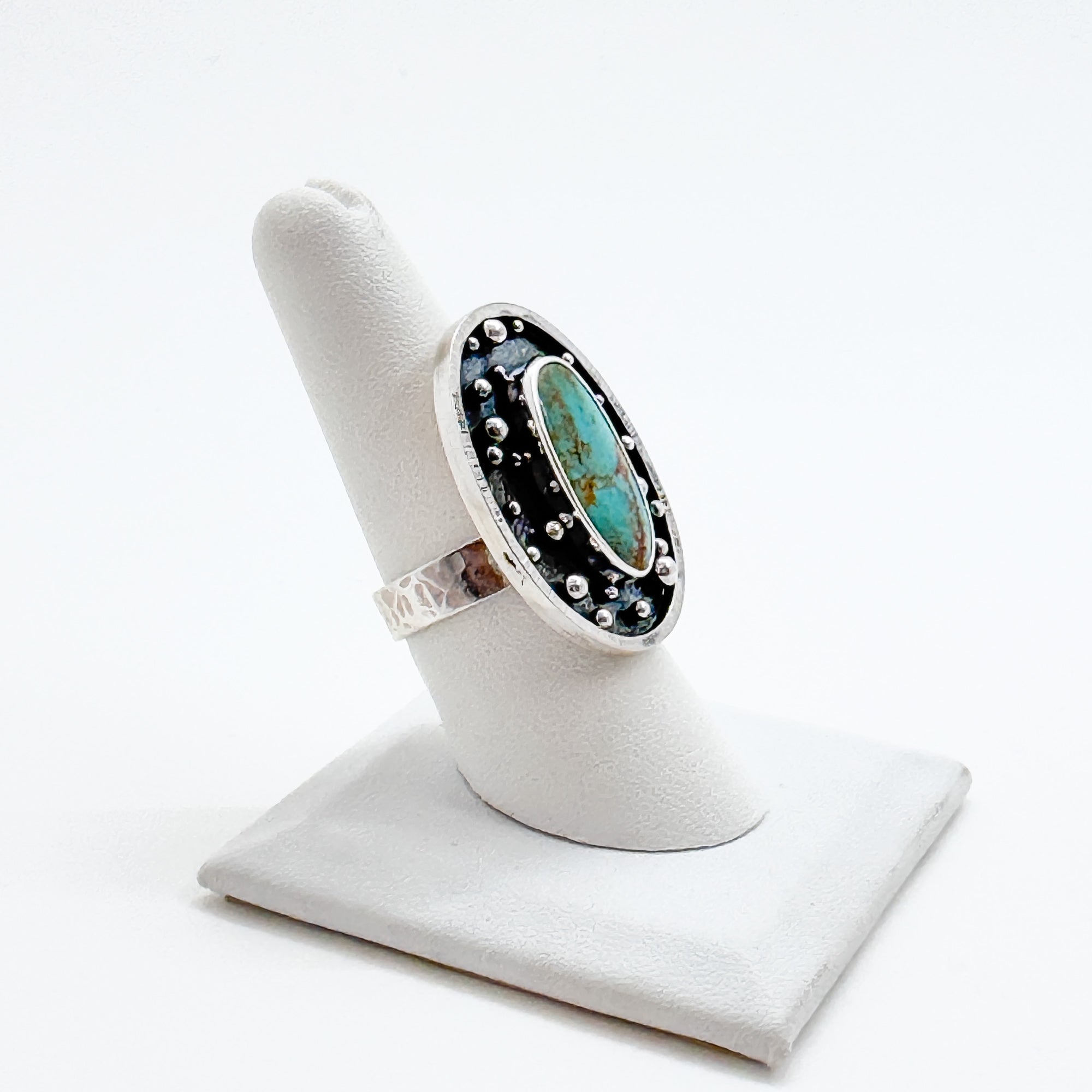 Orbit ring with kingman turquoise
