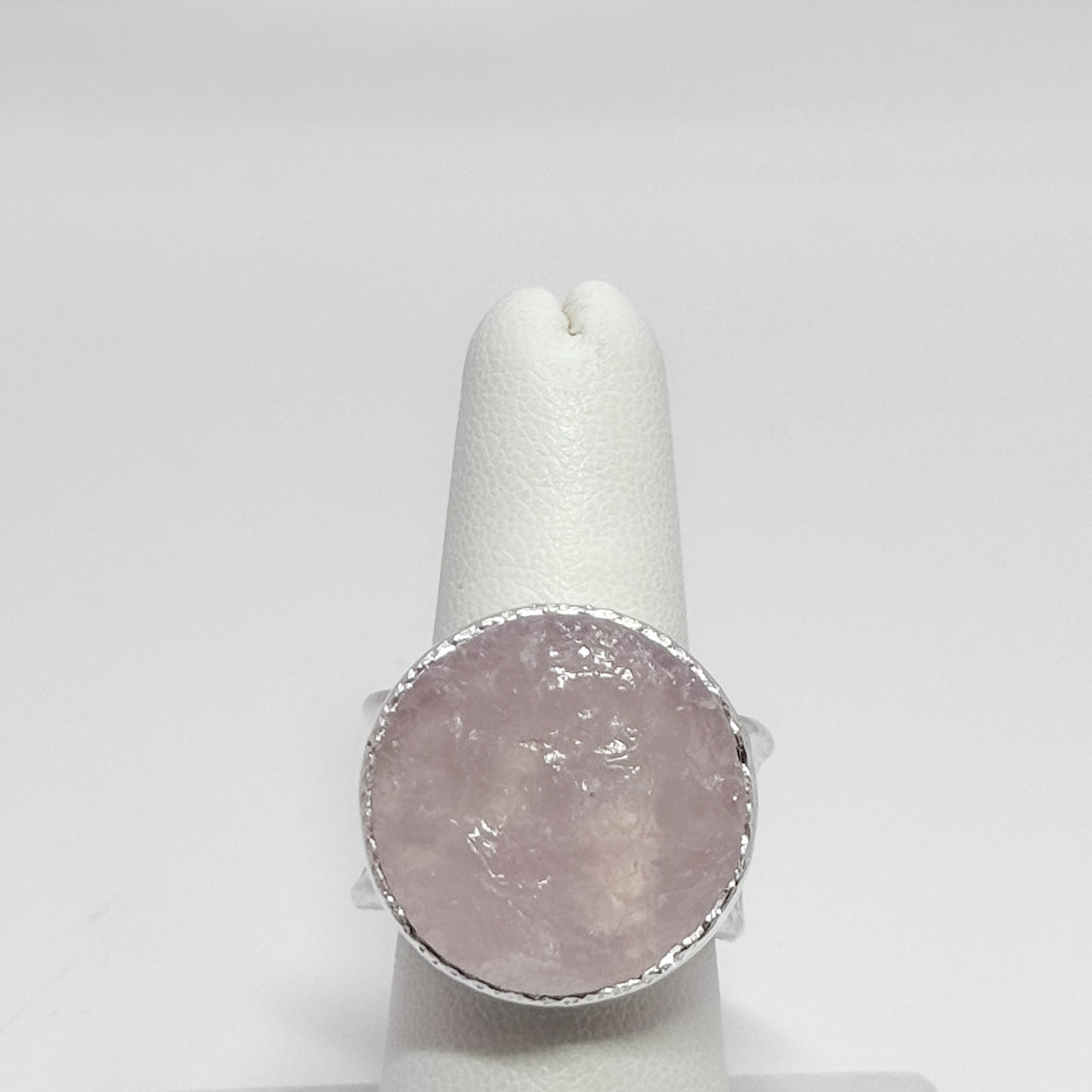 Natural surface rose quartz boiler chip deckled ring