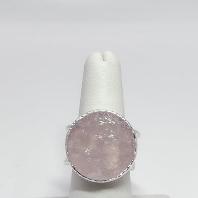 Natural surface rose quartz boiler chip deckled ring