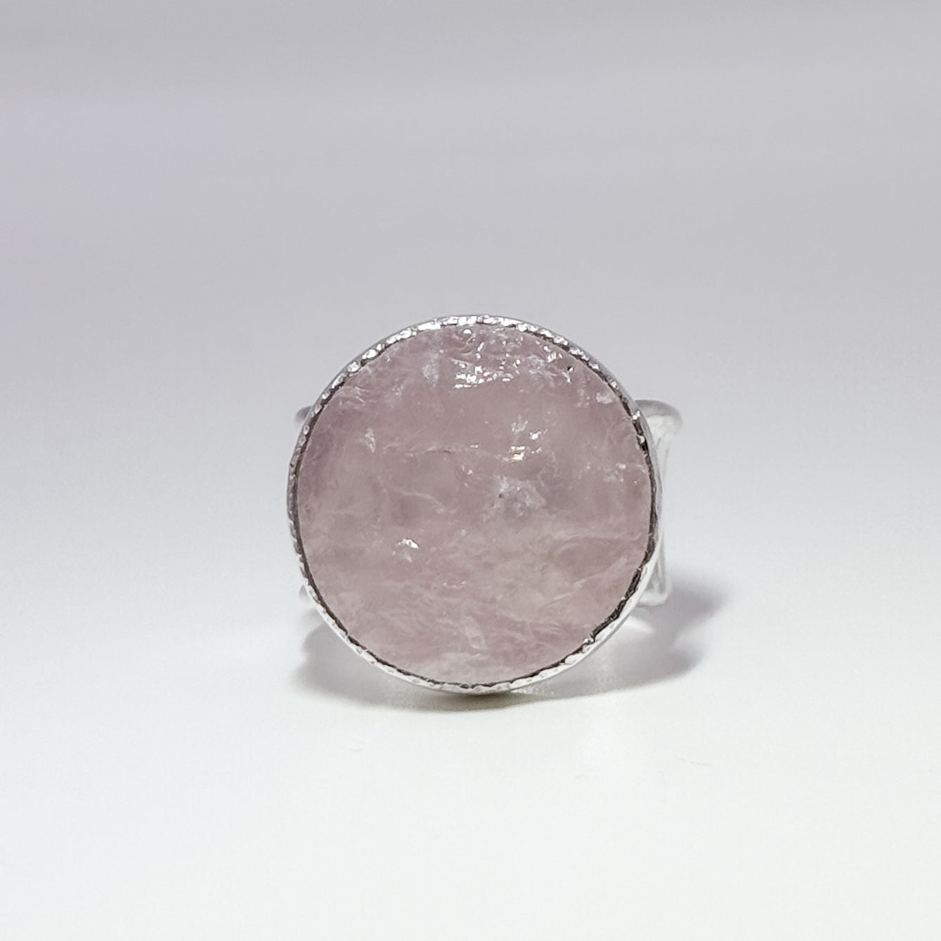 Natural surface rose quartz boiler chip deckled ring