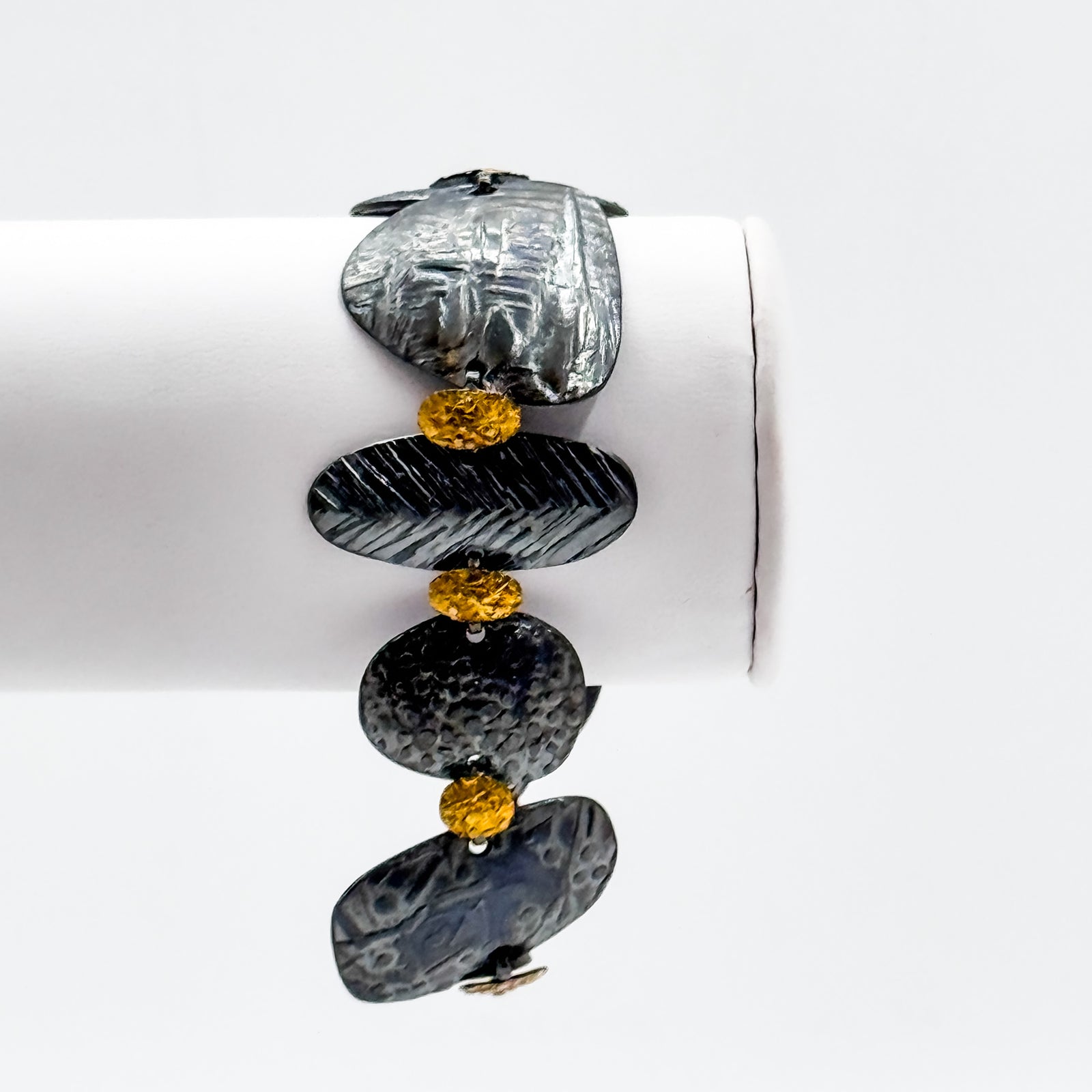 Pebble Bracelet in Oxidized Sterling and 22k Gold