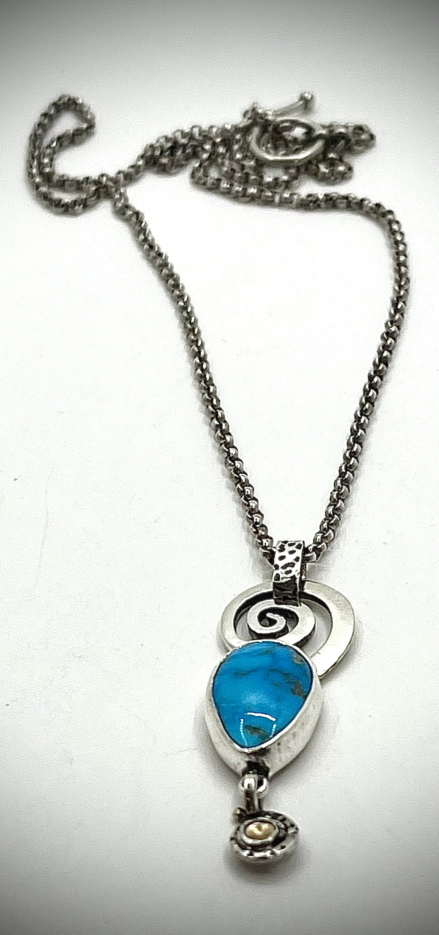 Morenci Turquoise Spiral Pendant Necklace