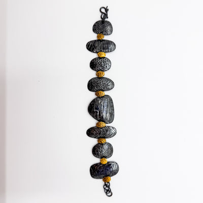 Pebble Bracelet in Oxidized Sterling and 22k Gold