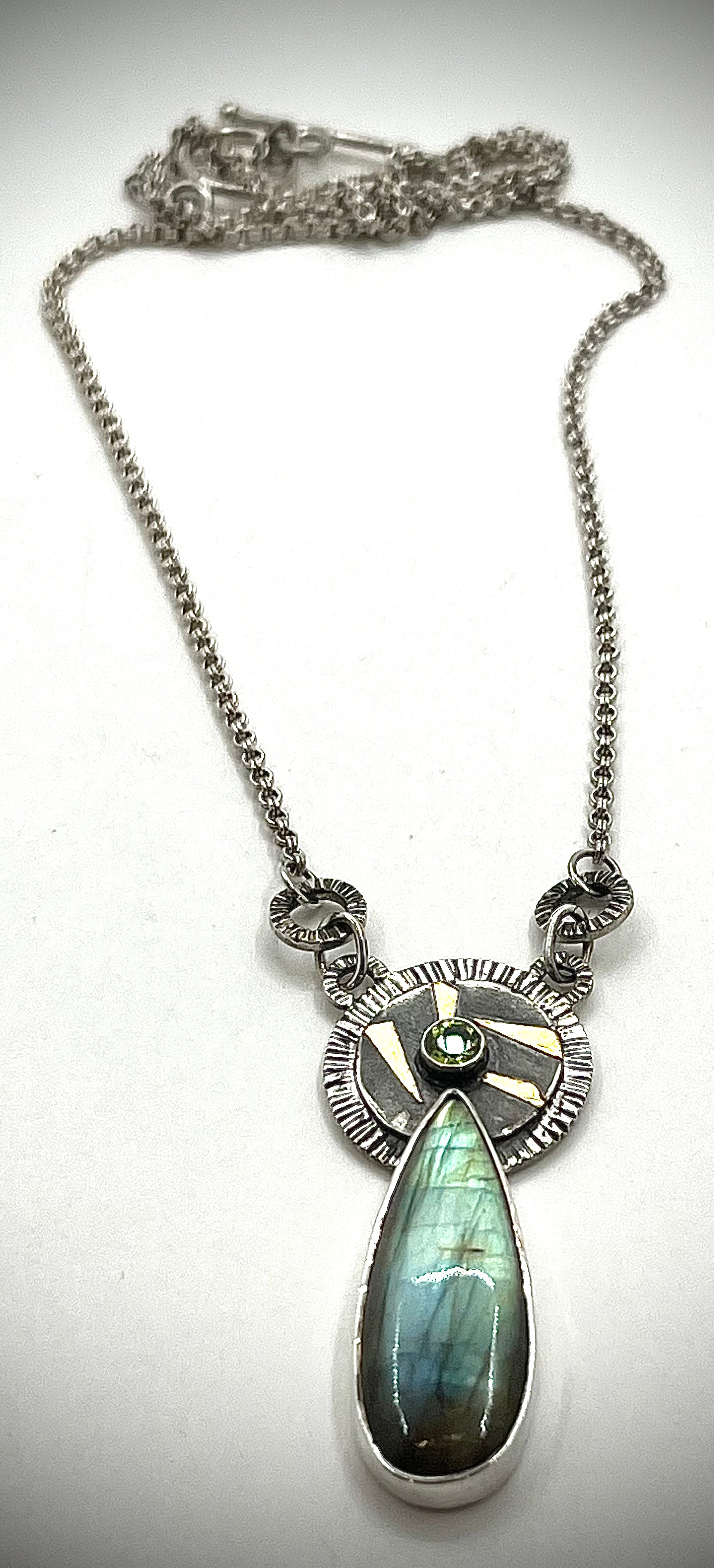Labradorite Necklace with Peridot and Gold Accents