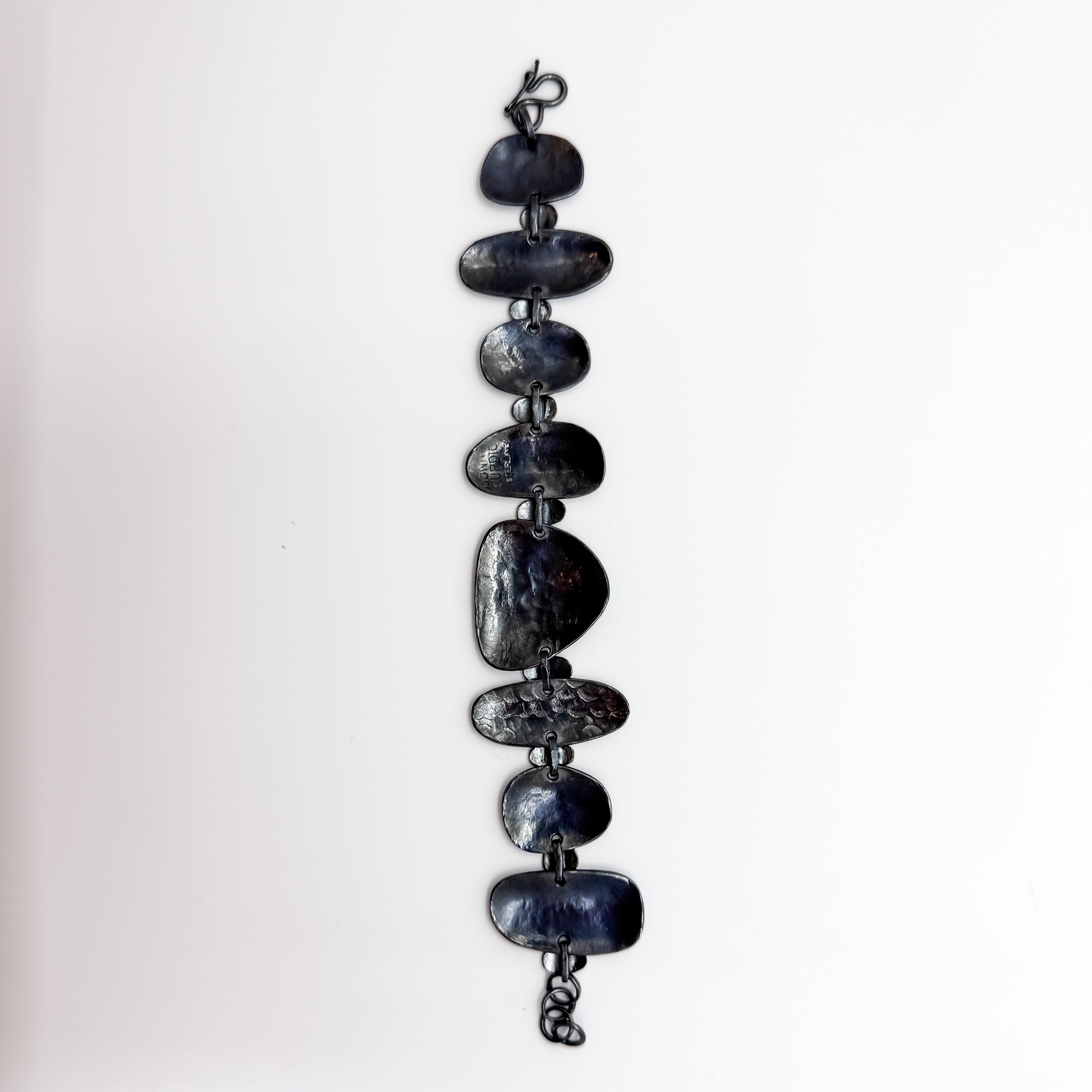 Pebble Bracelet in Oxidized Sterling and 22k Gold