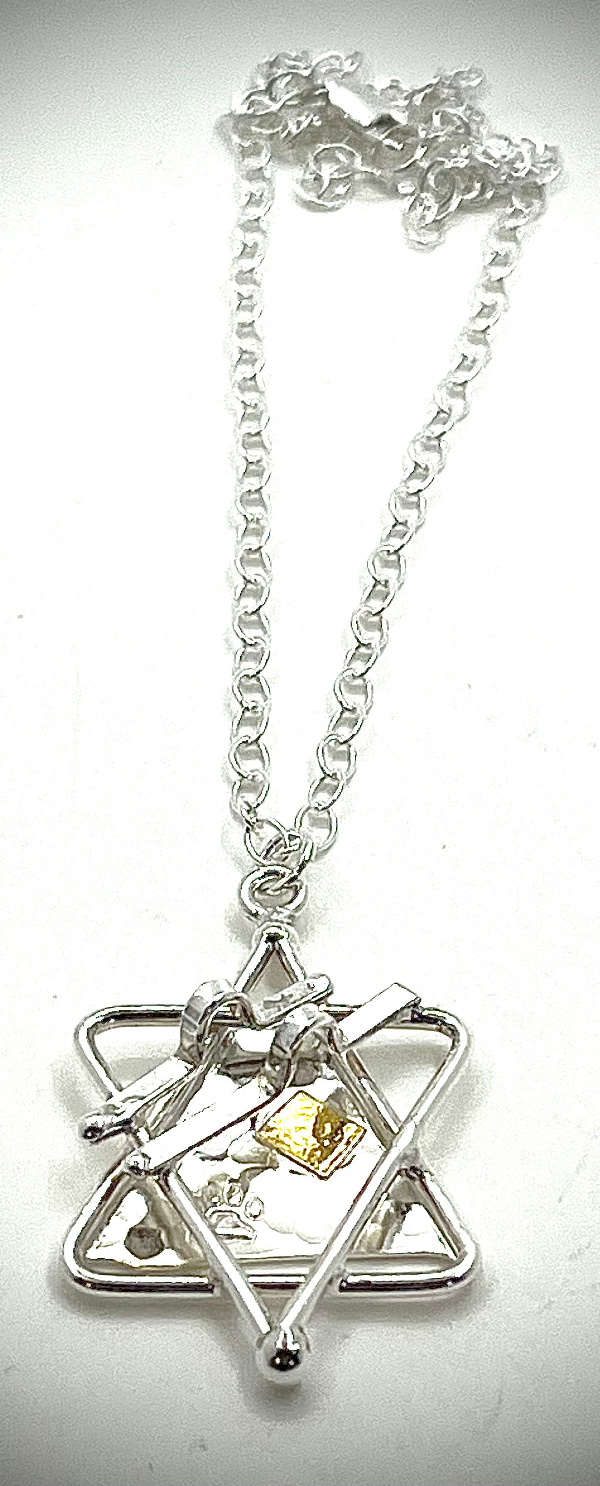 Sterling and 24k All Dogs Go to Heaven Star of David Necklace