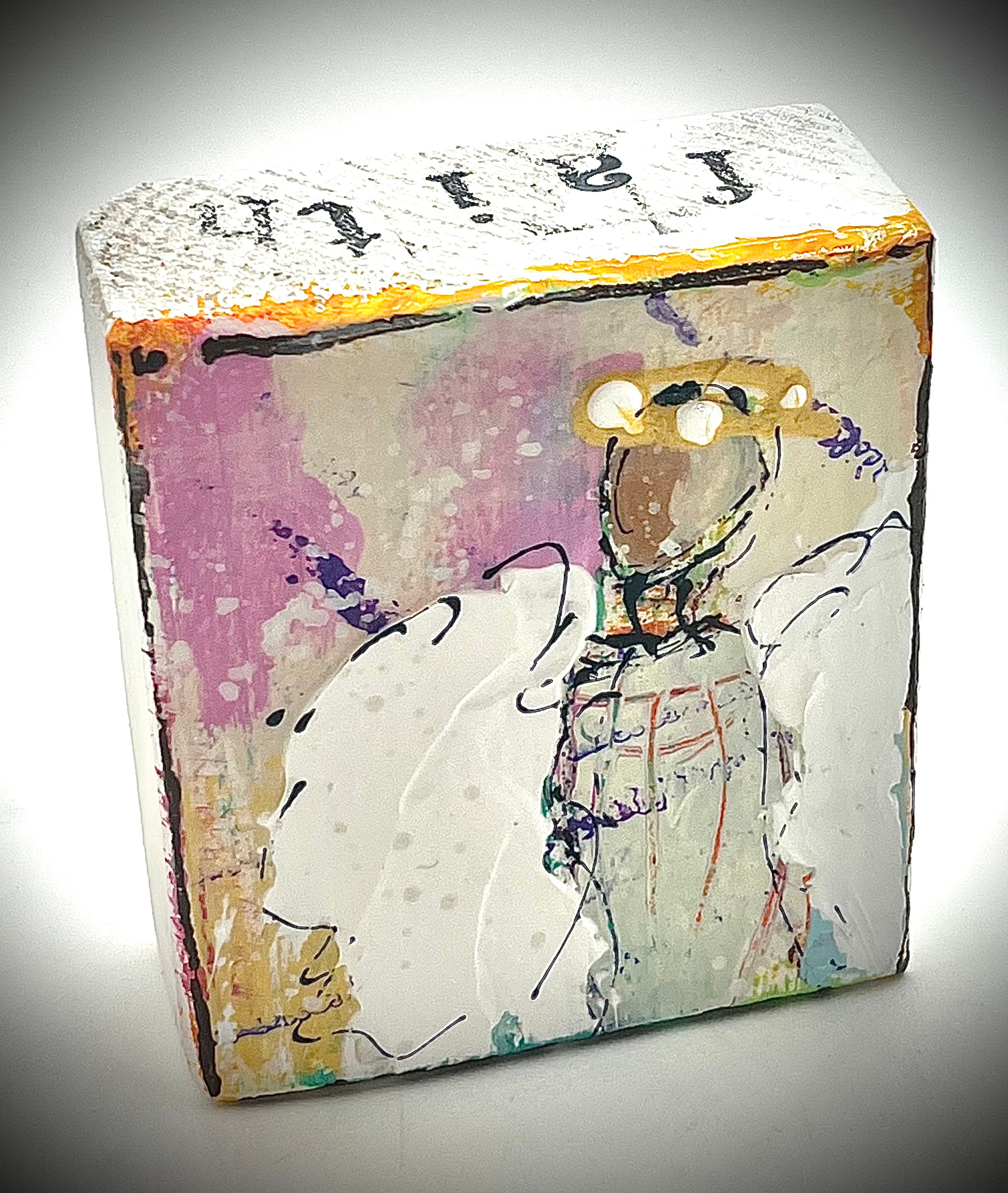 Square Painted Angel Block - Faith
