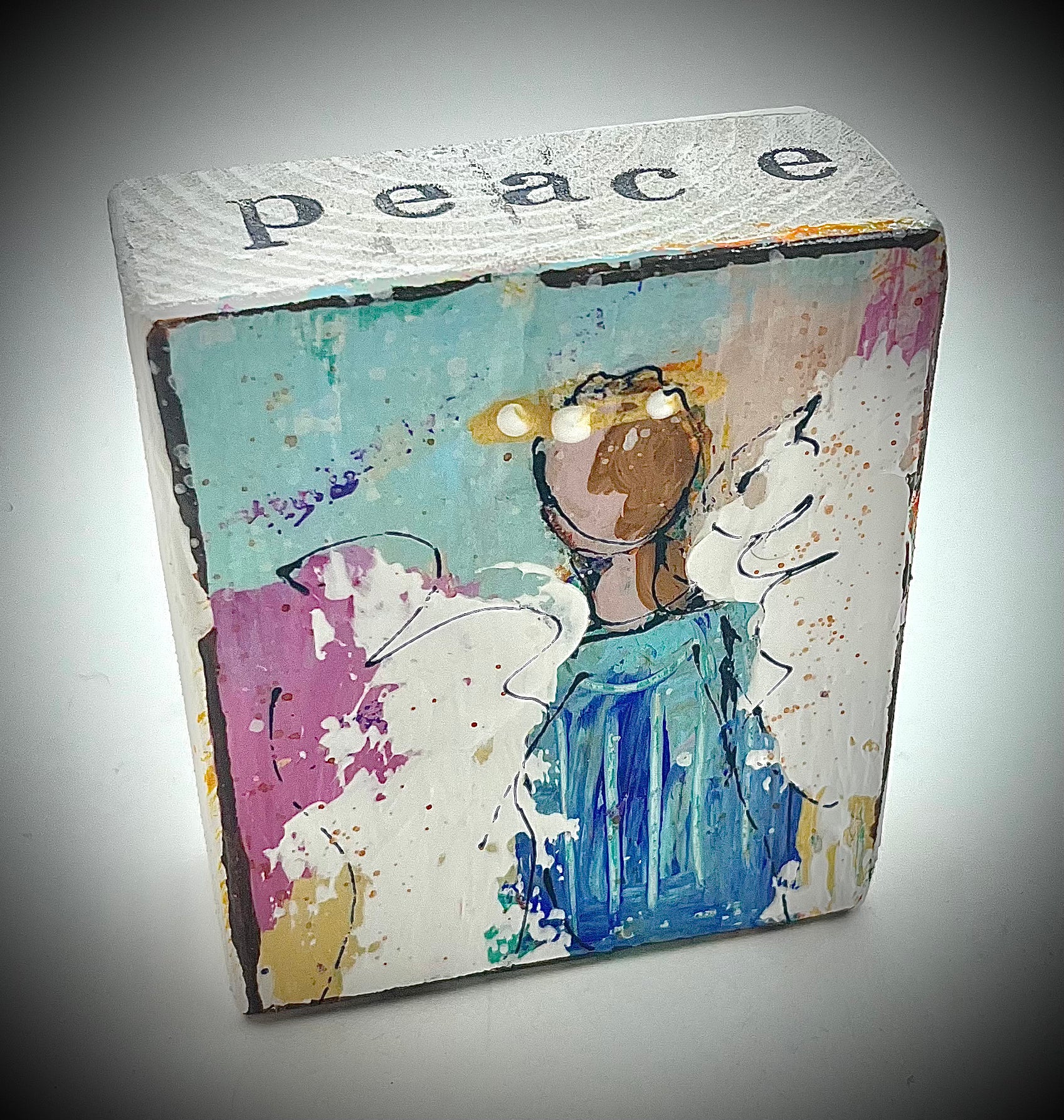 Painted Angel Block - Peace