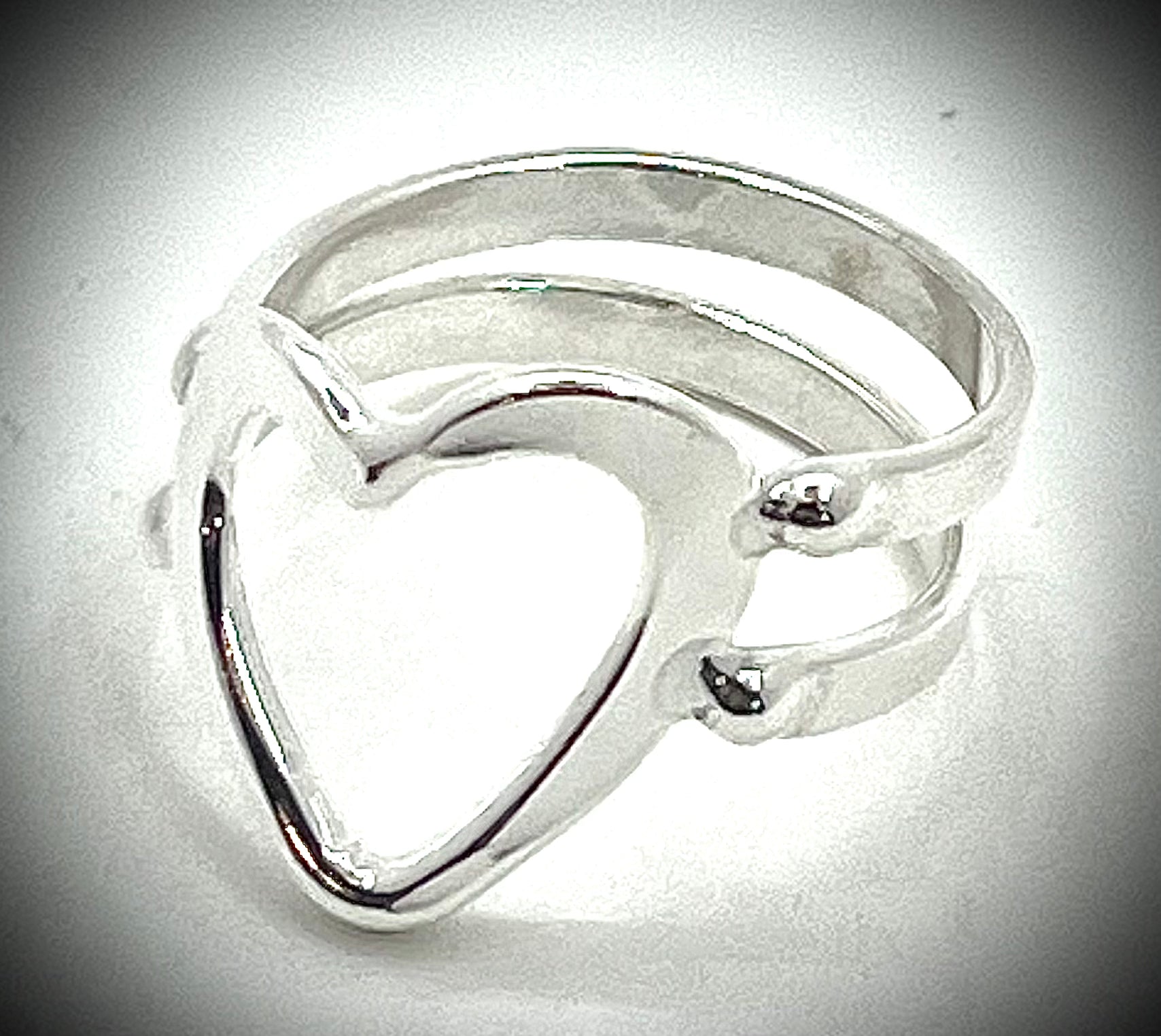 Double Banded Sterling Heart Ring