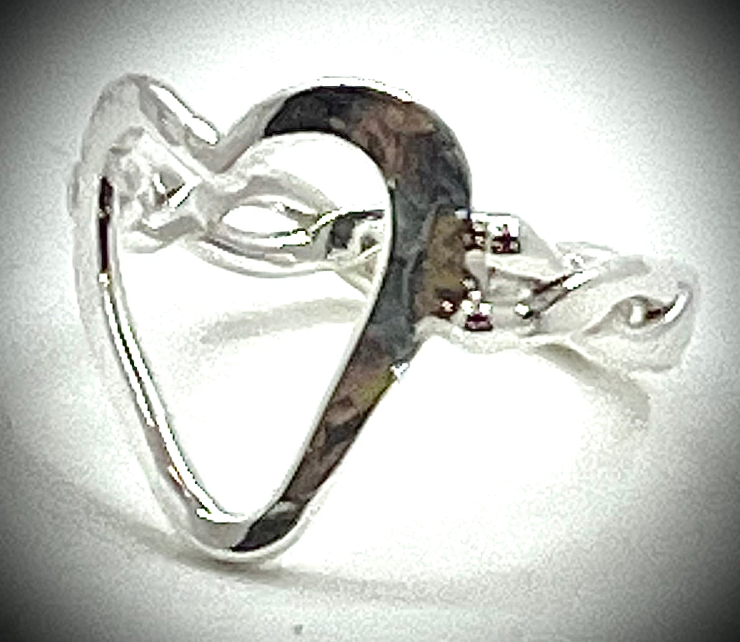 Hammered Heart Ring with Twisted Band