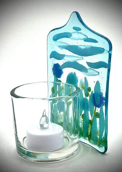 Blue Flower Candle Holder