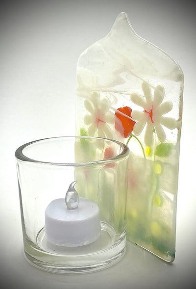 Large White Daisy Candle Holder