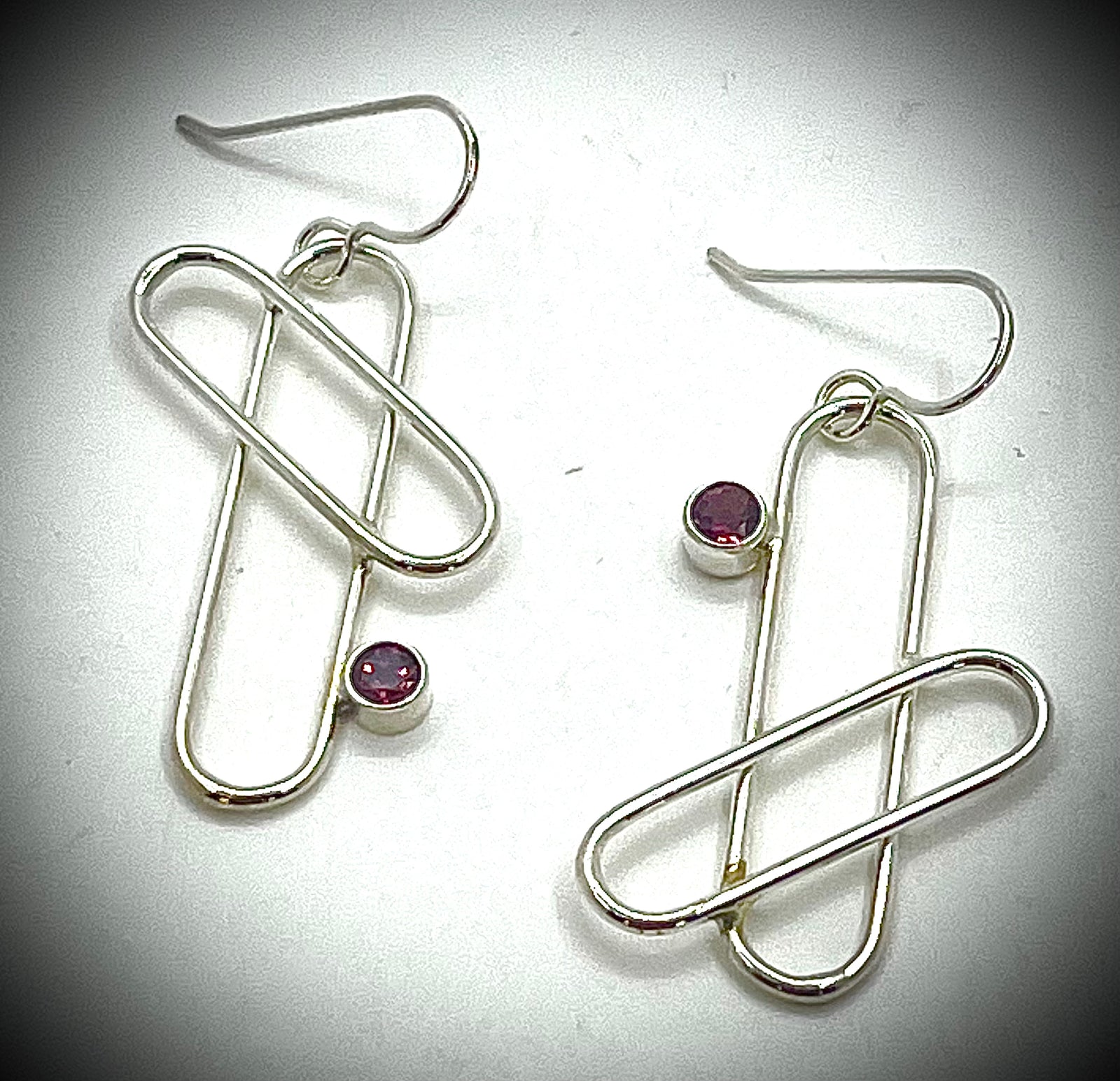 X'd Oval Earrings with Gemstones