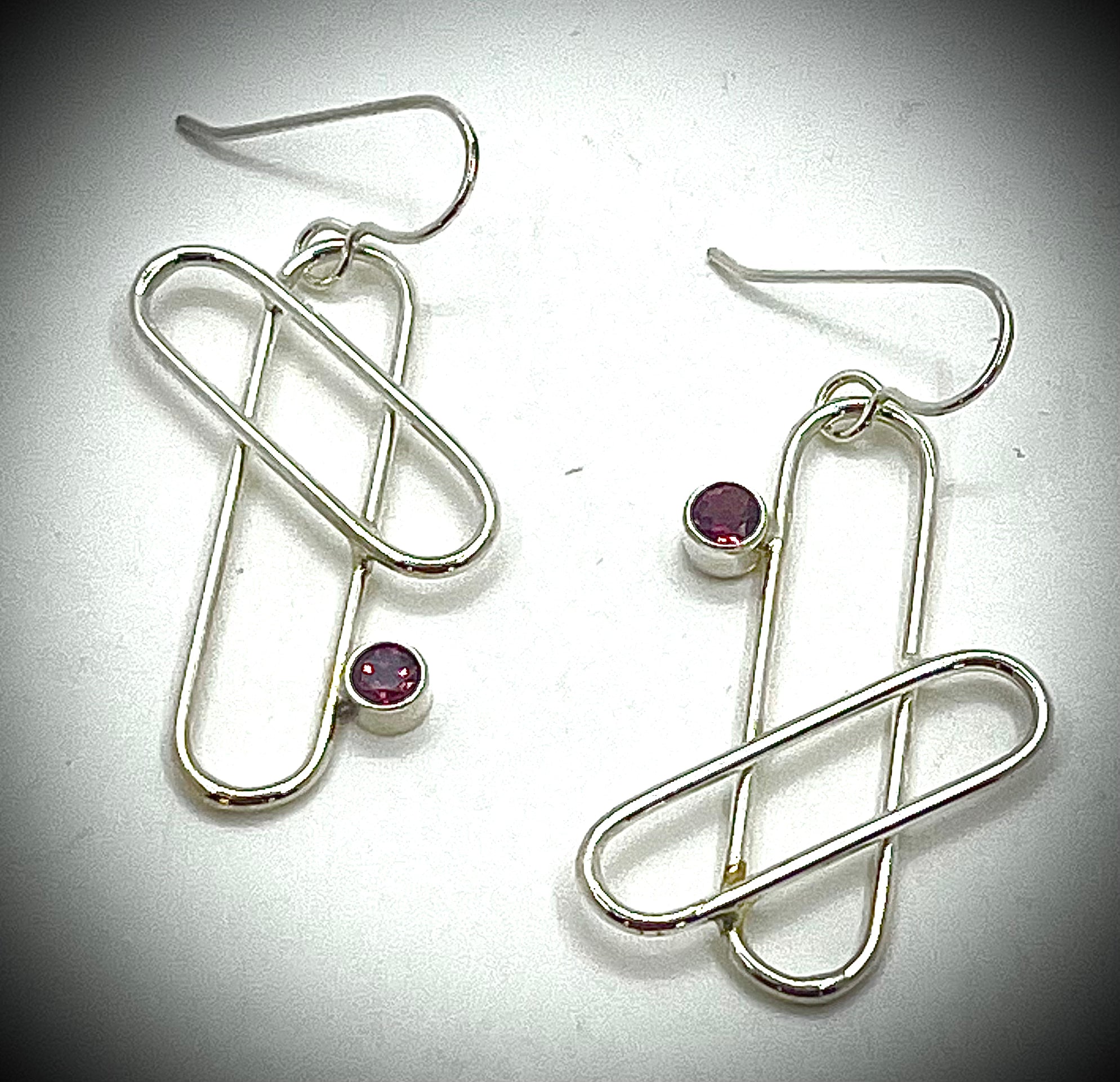 X'd Oval Earrings with Gemstones