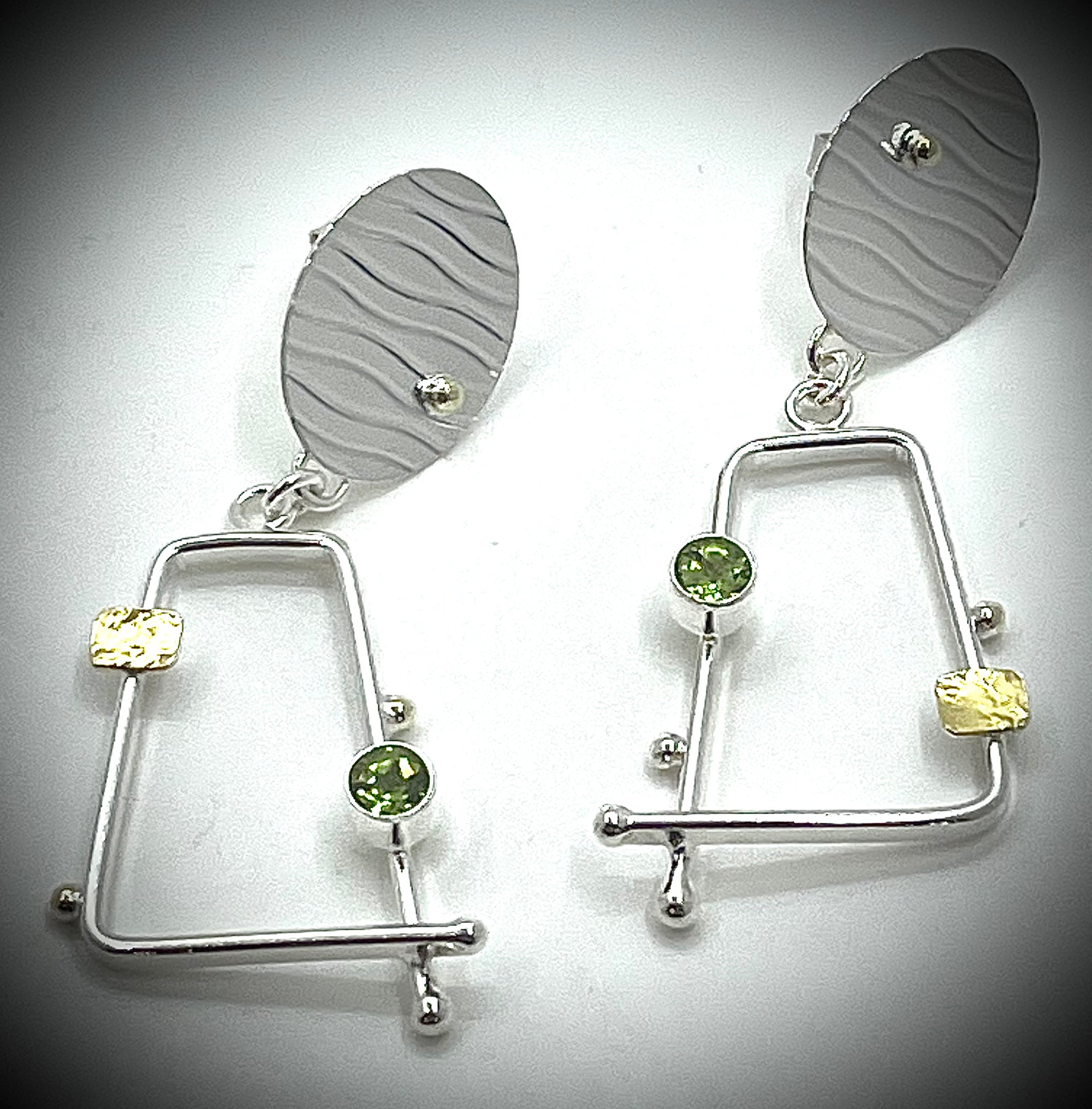 Silver & 18k Four Score Earrings with Gemstones