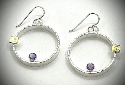 Silver and 18k Mars earrings with Gemstones