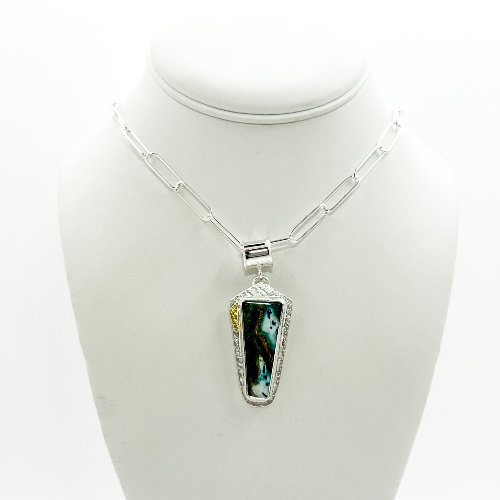 Opalized wood pendant necklace