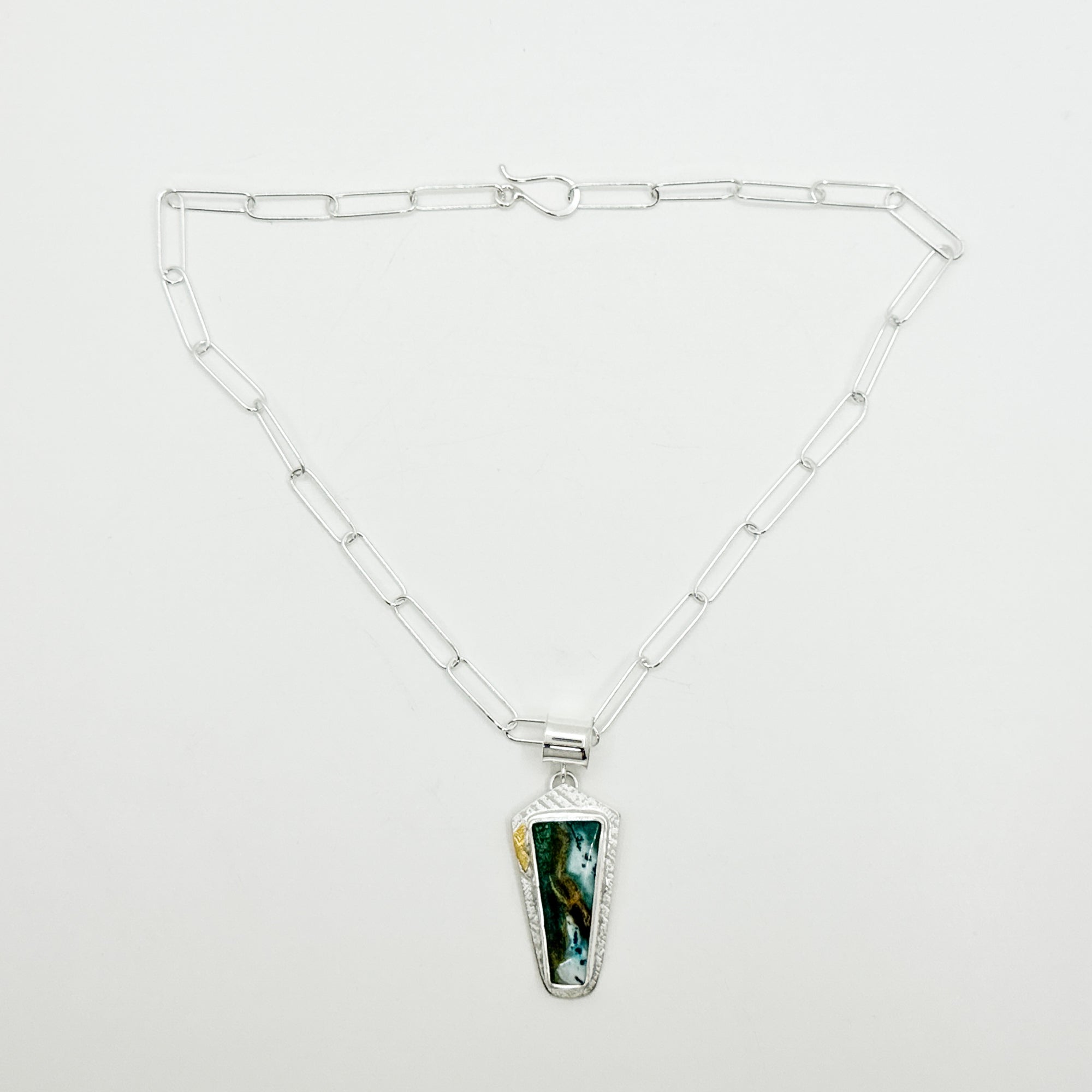 Opalized wood pendant necklace