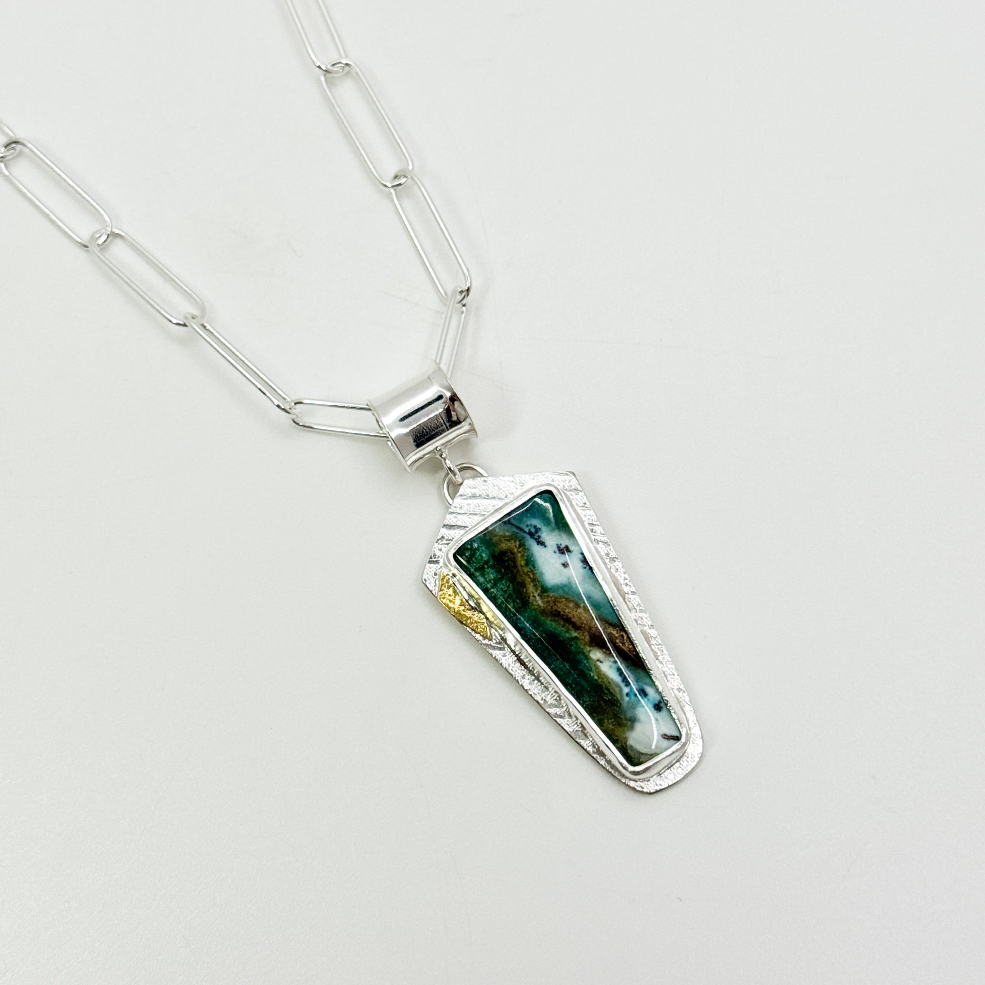 Opalized wood pendant necklace