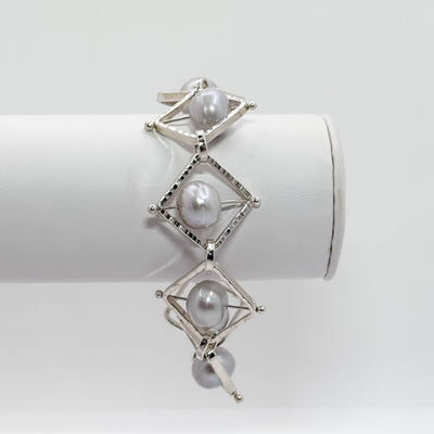 not naught square bracelet grey pearl