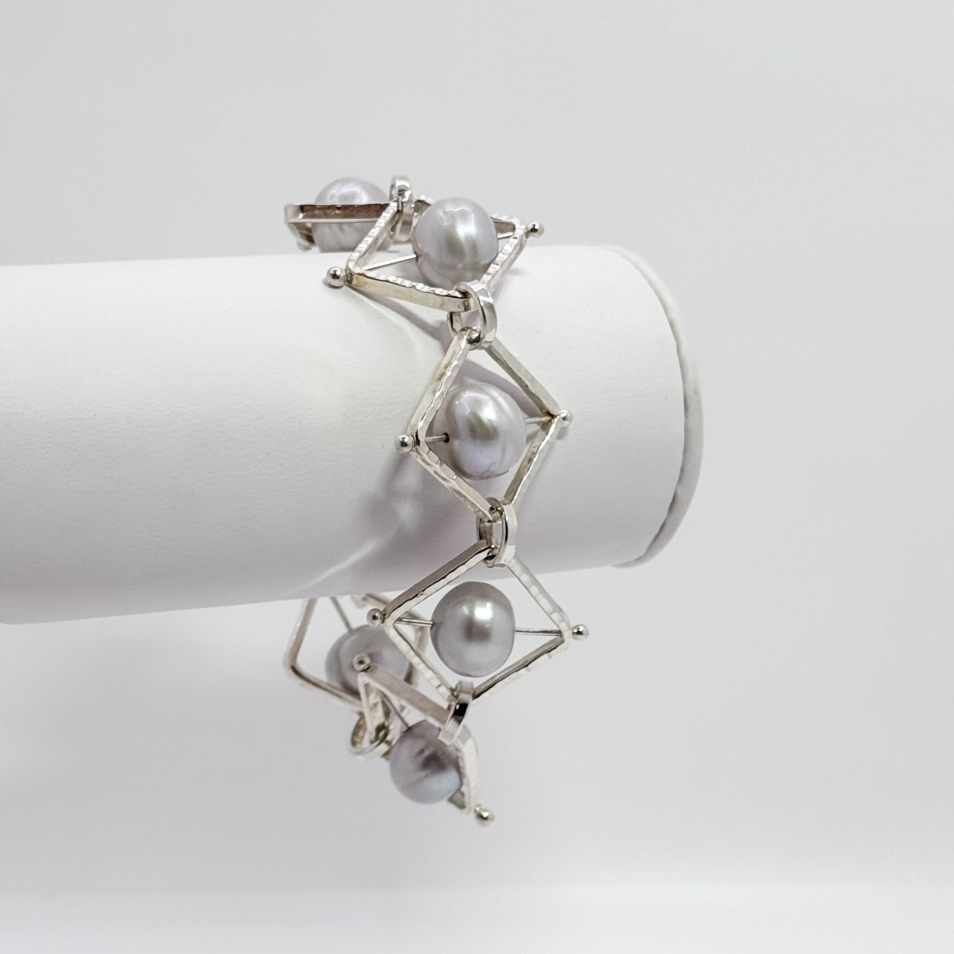 not naught square bracelet grey pearl