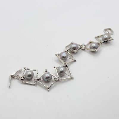 not naught square bracelet grey pearl