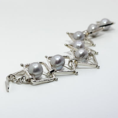 not naught square bracelet grey pearl