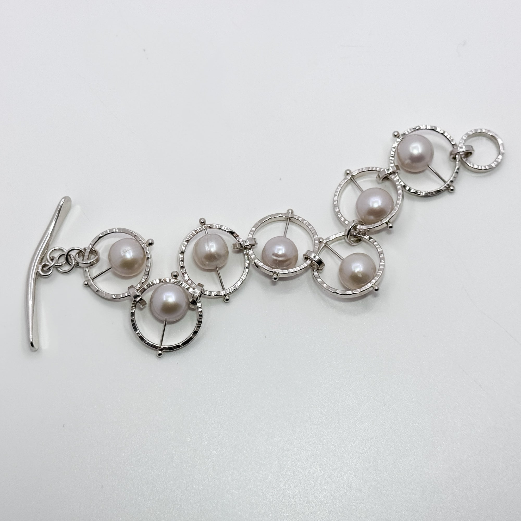 Not Naught Circle Bracelet with White Pearls