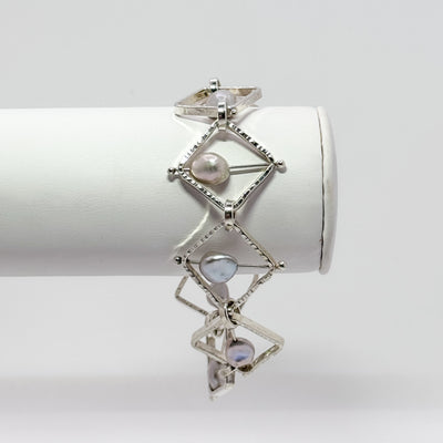 not naught square grey baroque pearl bracelet
