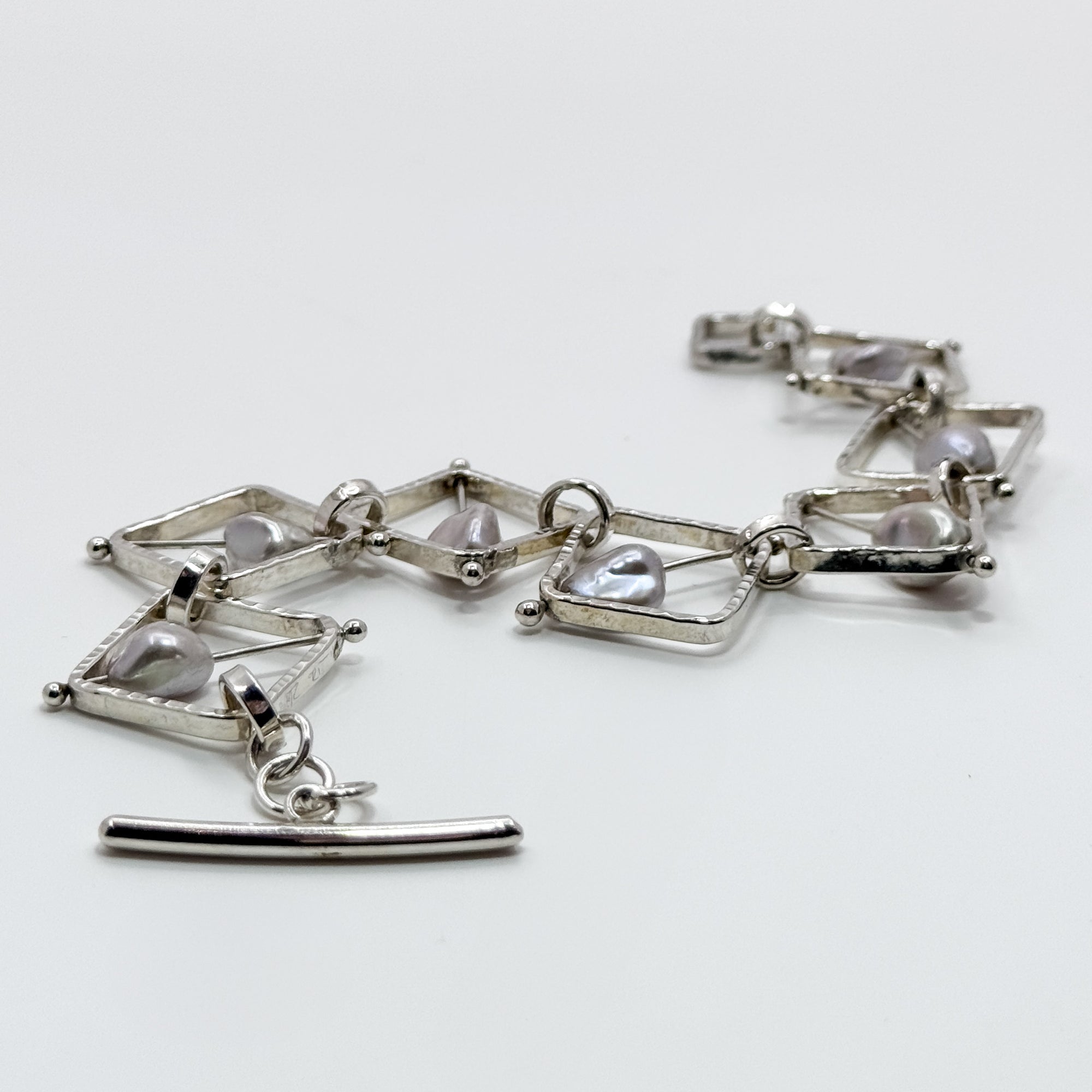 Not naught square grey baroque pearl bracelet