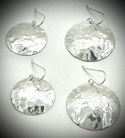Domed Ball-Peined Disc Earring