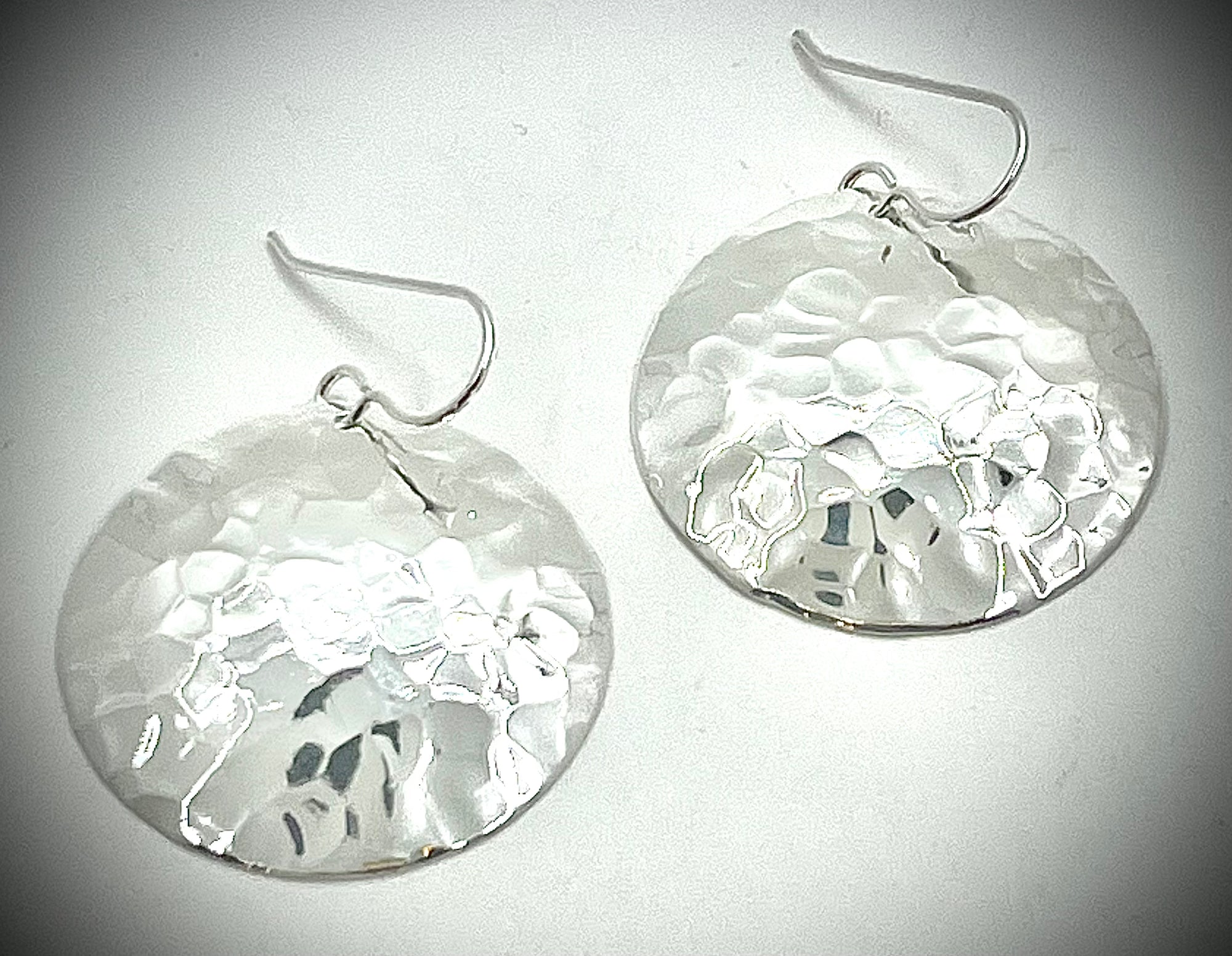 Domed Ball-Peined Disc Earring