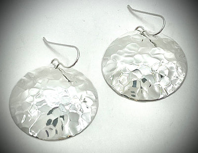 Domed Ball-Peined Disc Earring