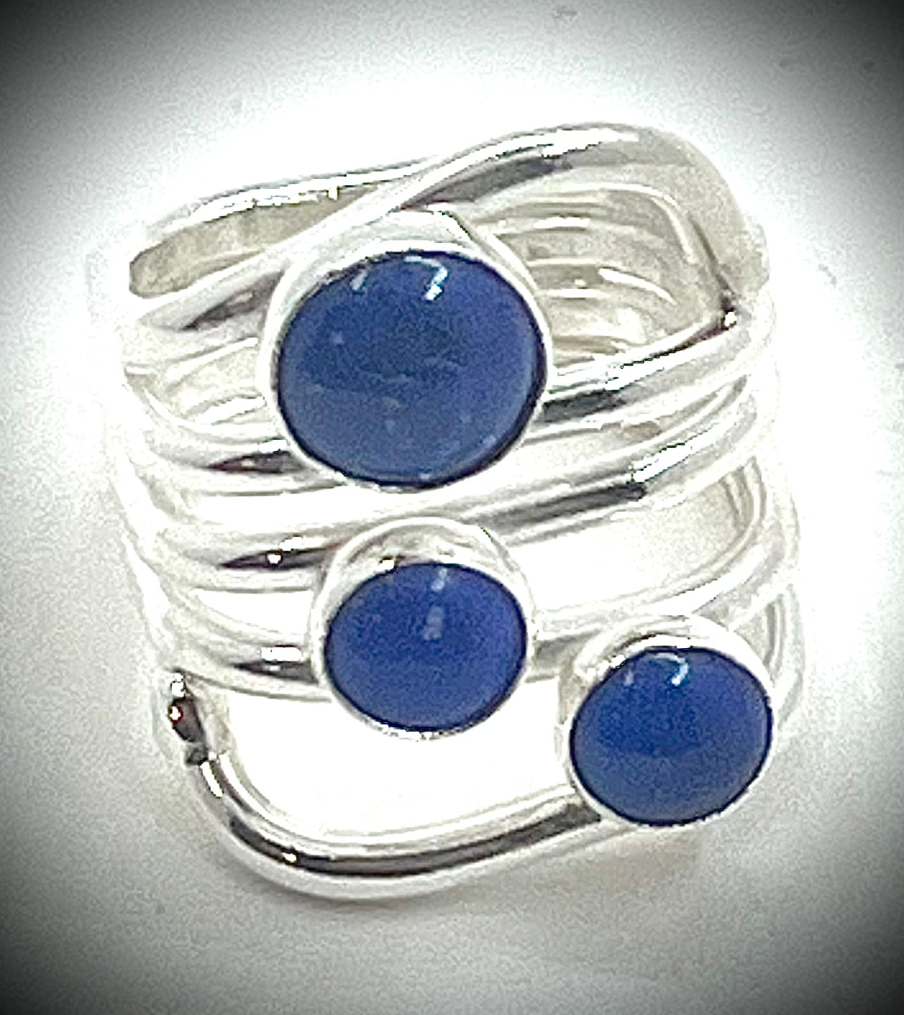 Three Stone Lapis Wrap Ring