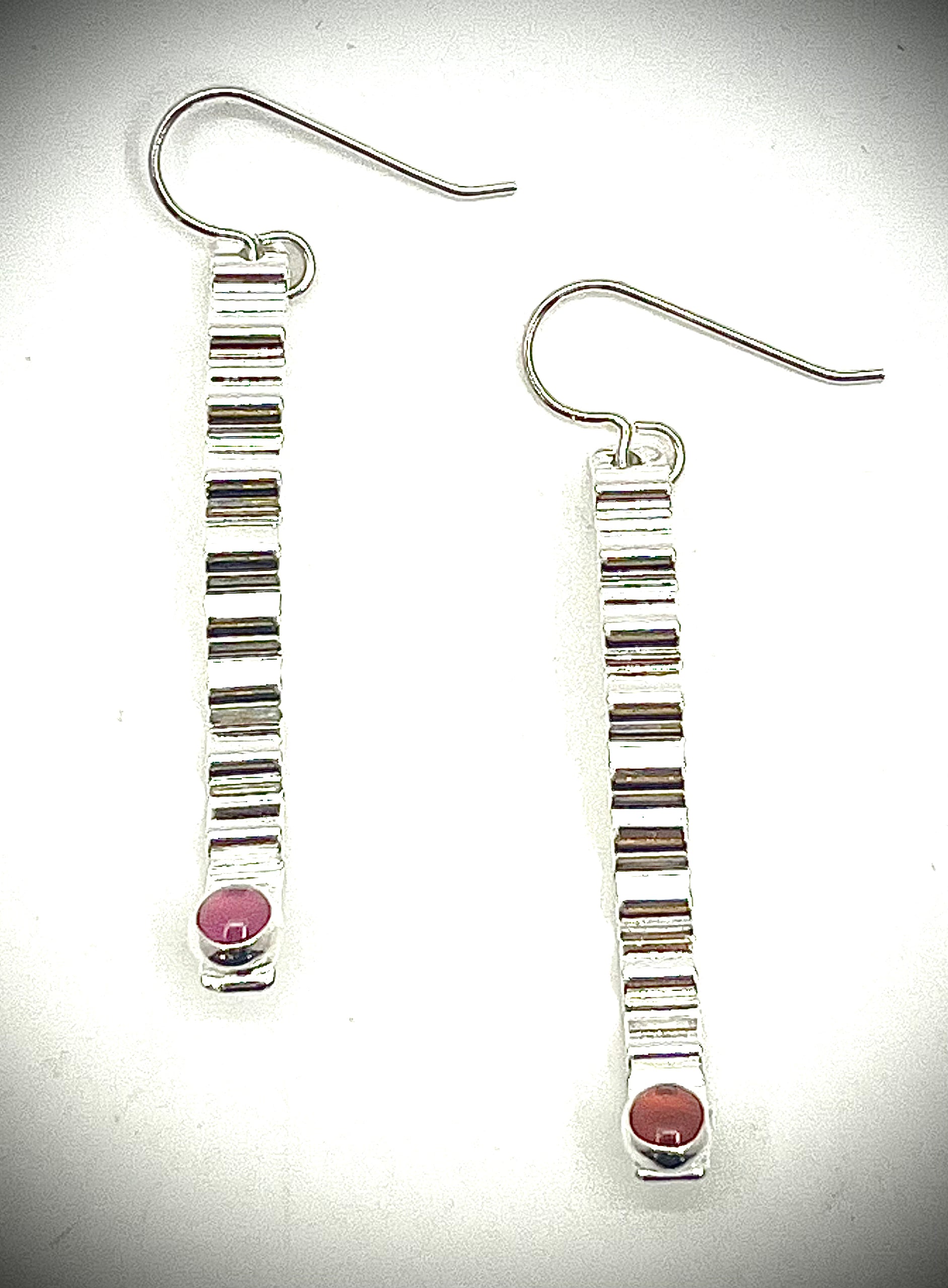 Short Sterling Corrugated Wave Stick Earrings