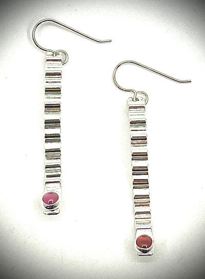 Short Sterling Corrugated Wave Stick Earrings